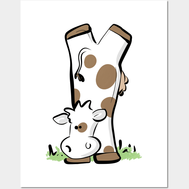 Cow handstand Wall Art by Jason's Doodles